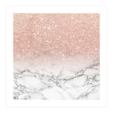 Modern faux rose gold pink glitter ombre white marble (Print Only) thumbnail