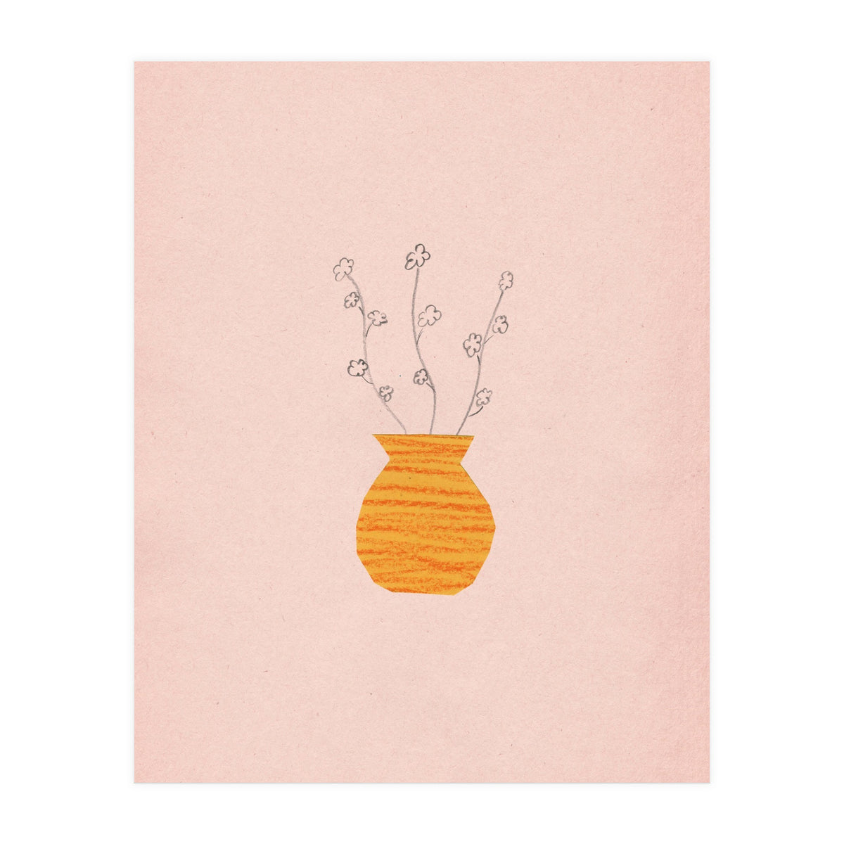 Pink and orange botanical art (Print Only)