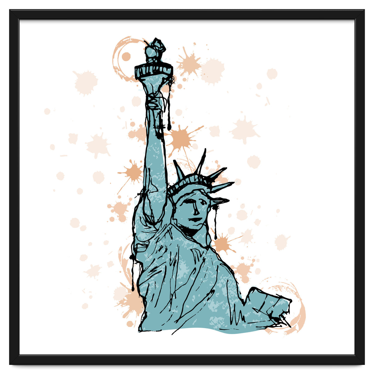 Close view of the Statue of Liberty Sketch
