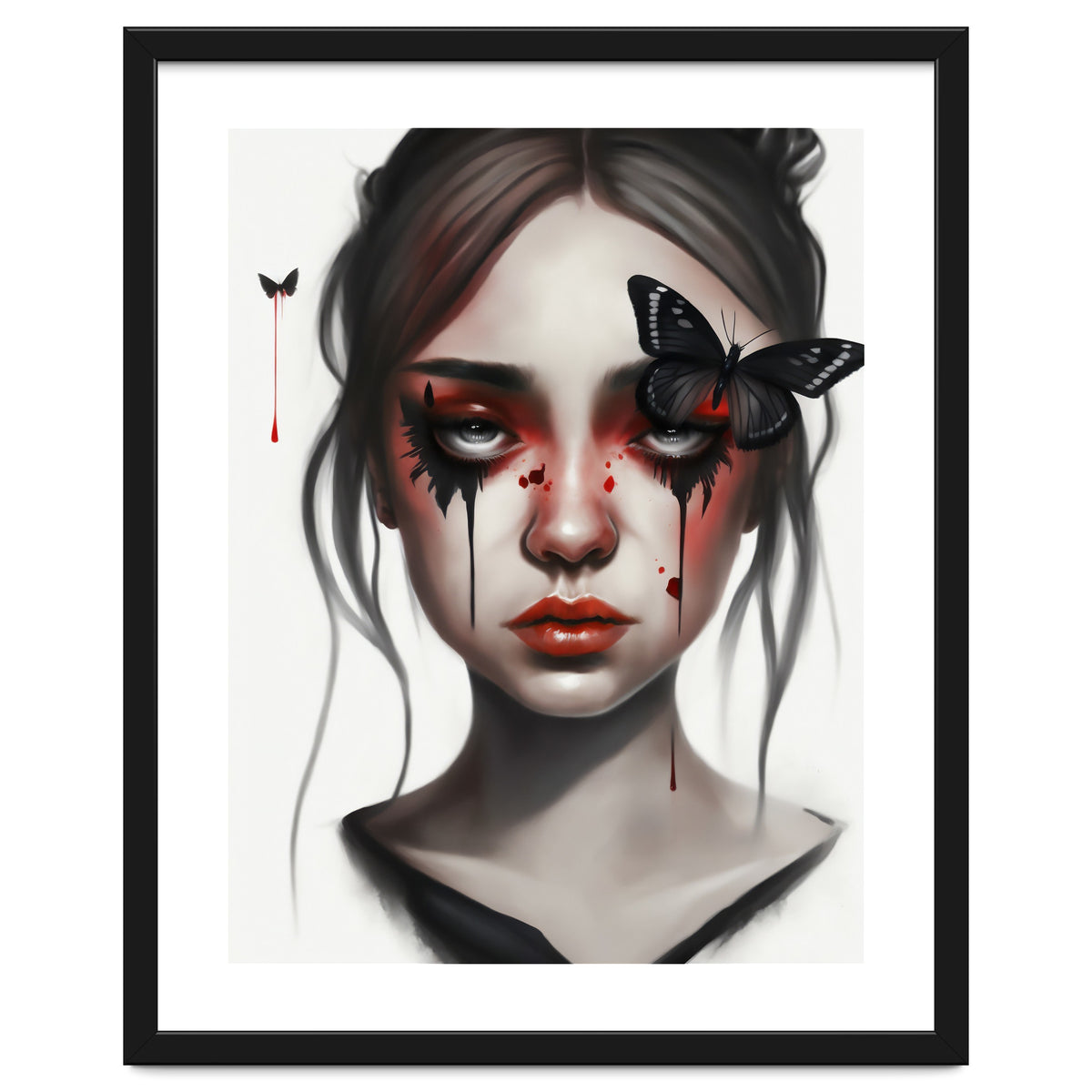 Goth Girl With Butterflies Portrait