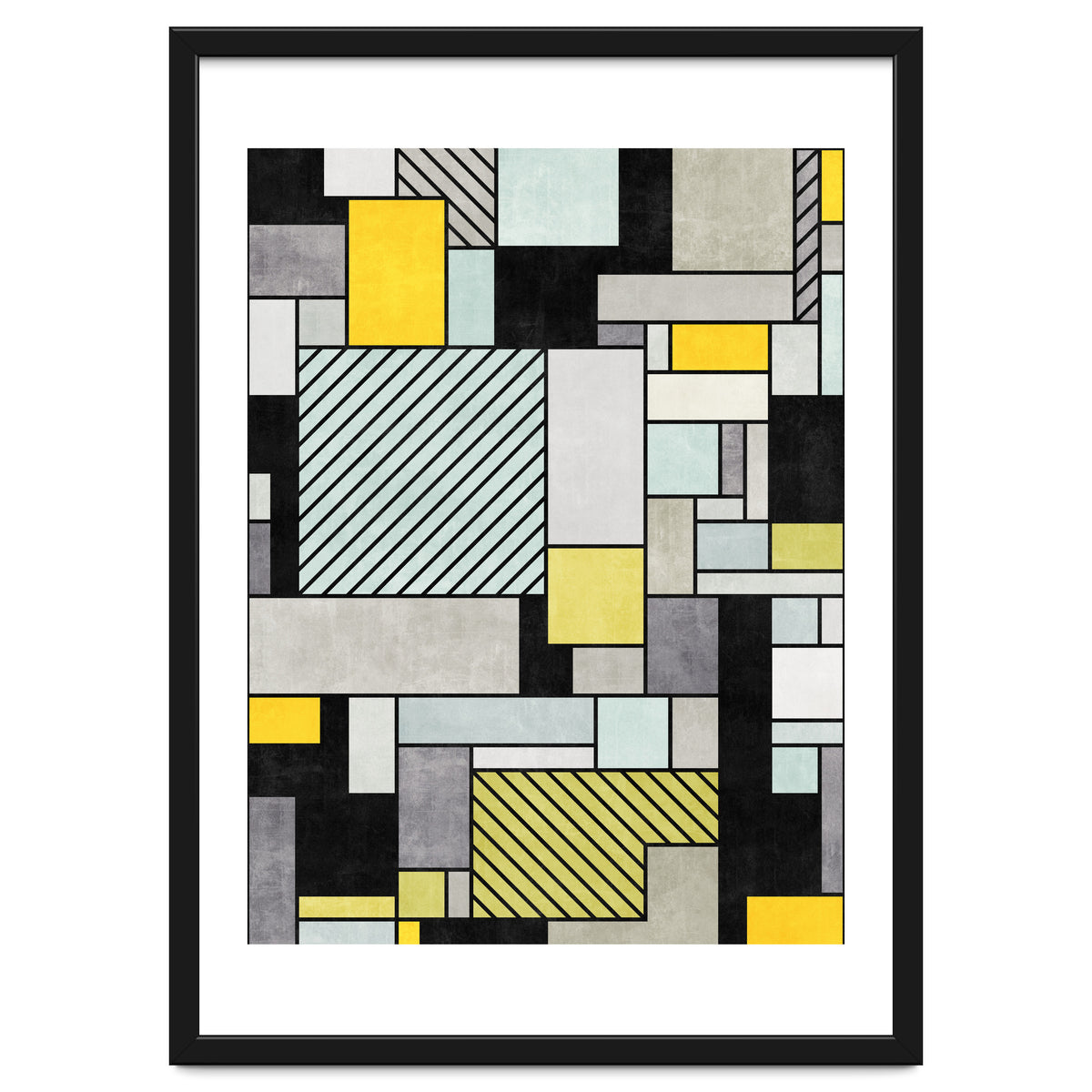 Random Concrete Pattern - Yellow, Blue, Grey