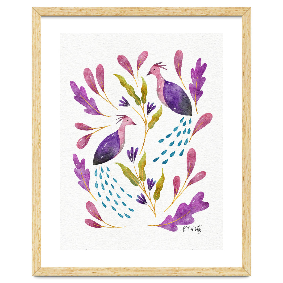 Folk Art Peacocks Purple