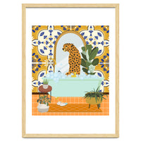 Cheetah Bathing in Moroccan Style Bathroom