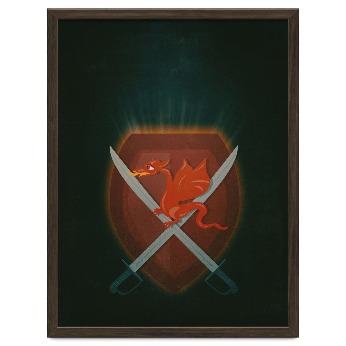 Heraldic dragon and cutlasses