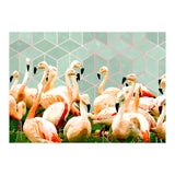 Flamingle Abstract Digital, Flamingo Wildlife Painting, Birds Geometric Collage  (Print Only) thumbnail