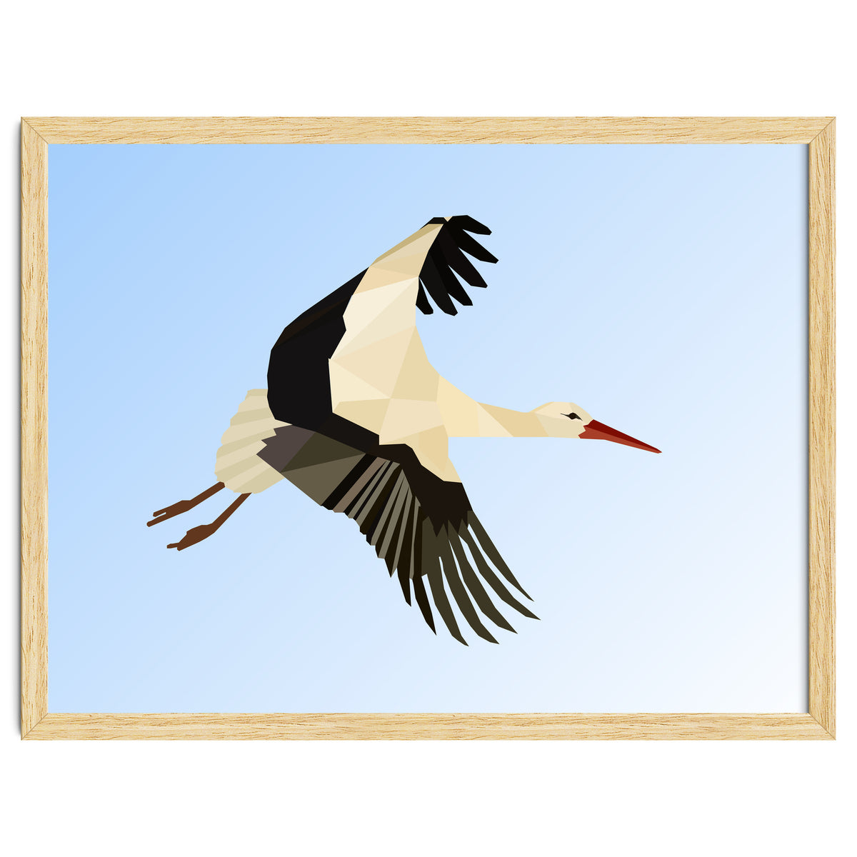 White Stork Bird Low Poly Art