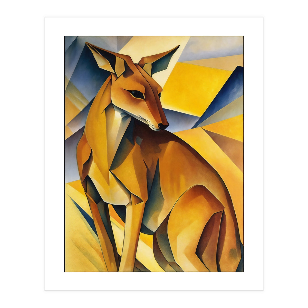 Kangaroo Abstract Oil Painting (Print Only)