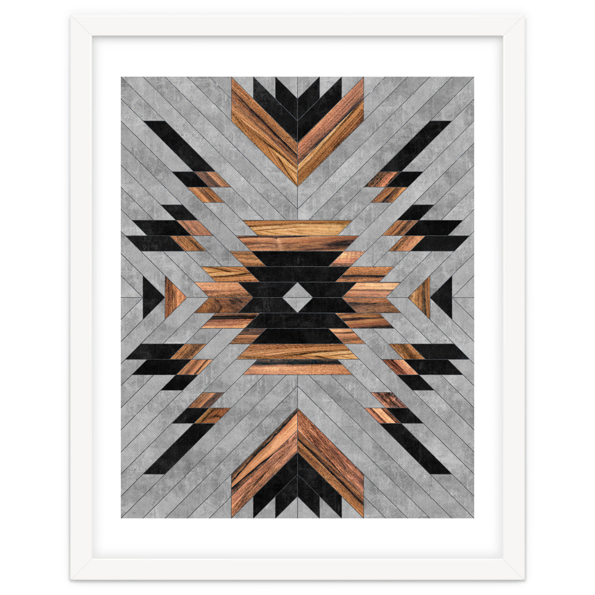 Urban Tribal Pattern No.6 - Aztec - Concrete and Wood
