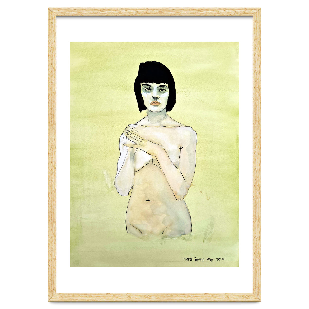 Untitled #75 Nude on a yellow-green ground