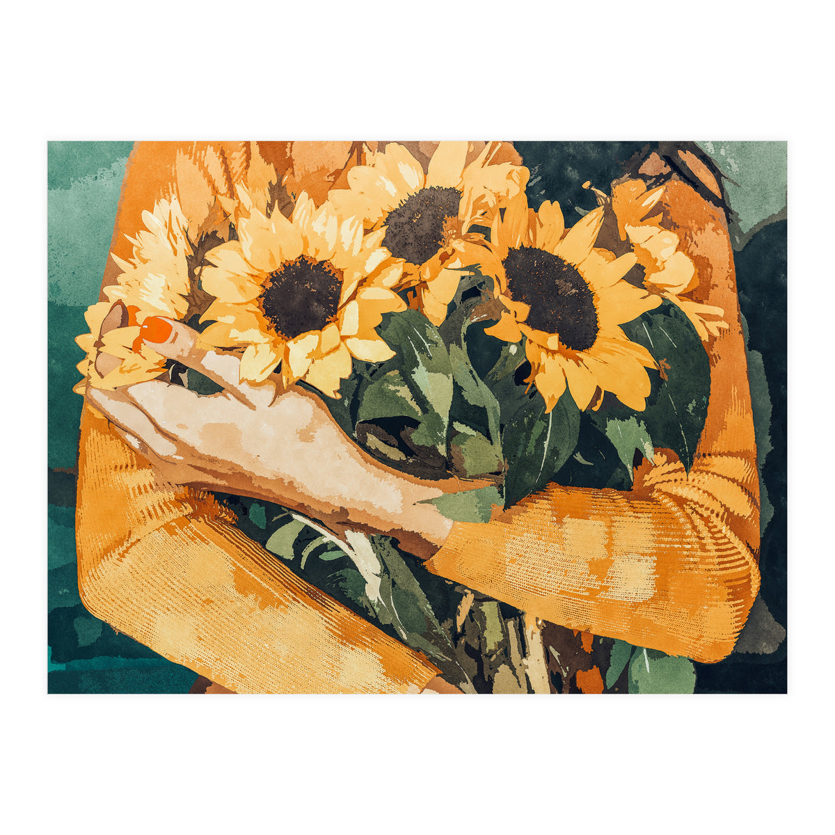 Holding Sunflowers (Print Only)