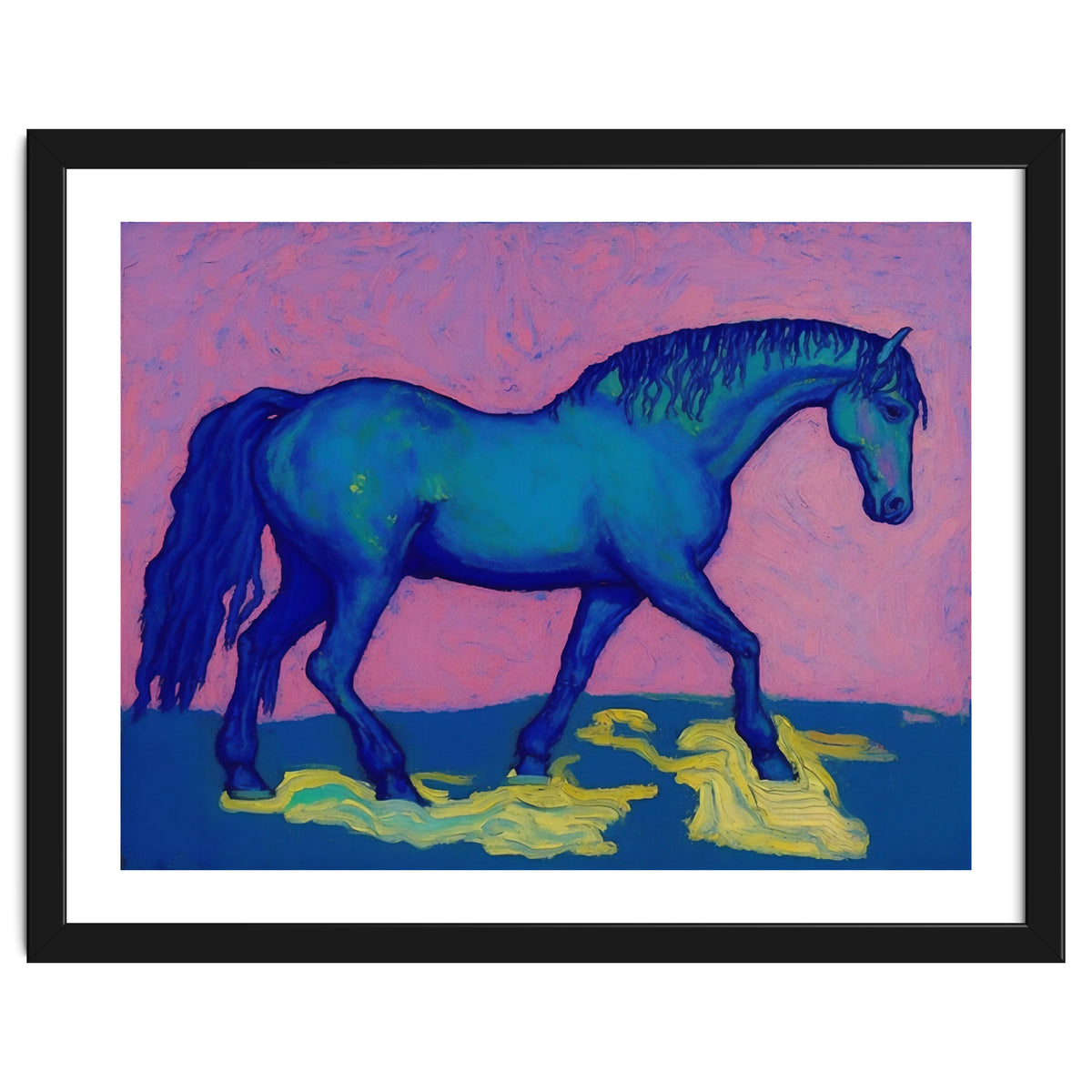 Blue Horse Abstract Painting