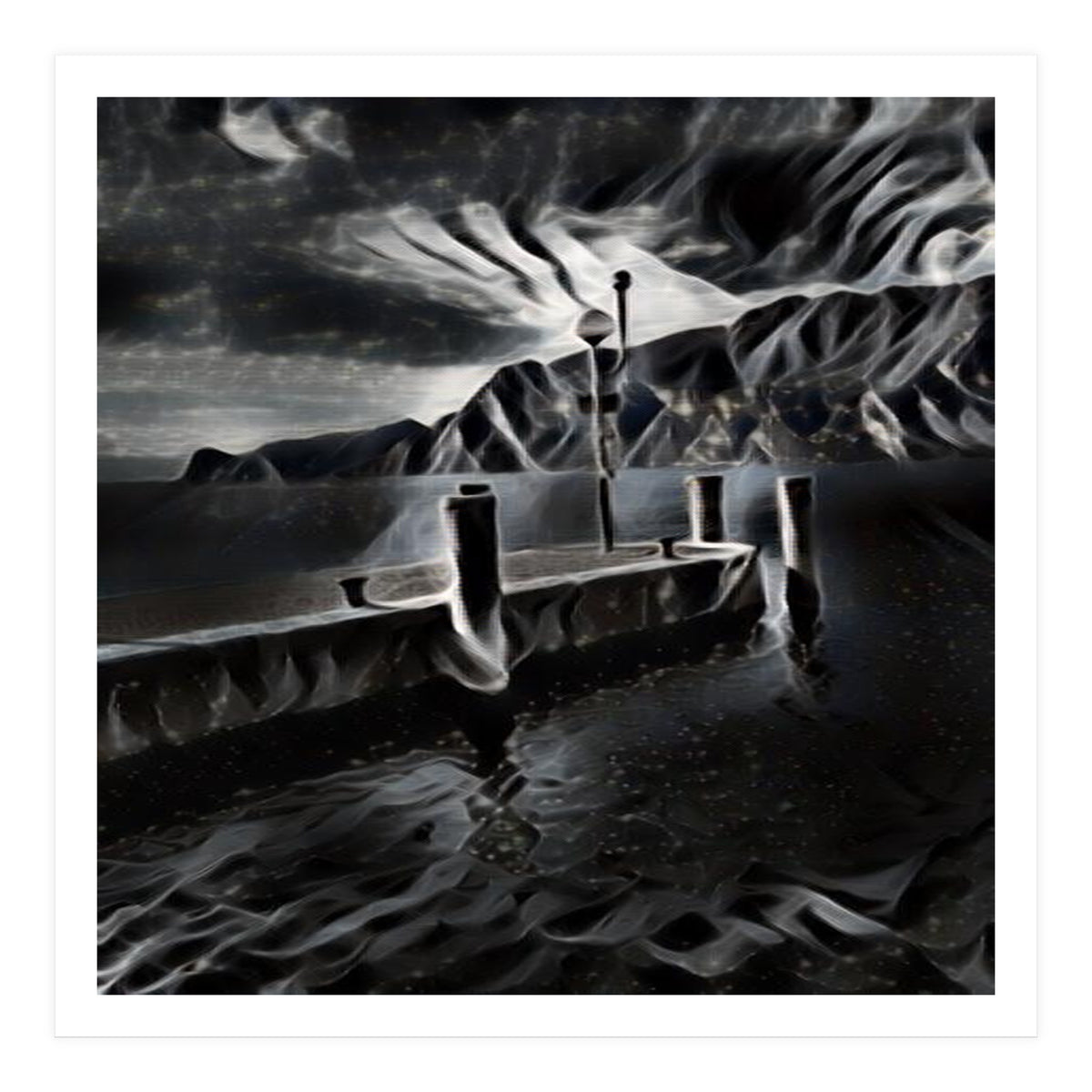 Pier at a smokey night. (Print Only)