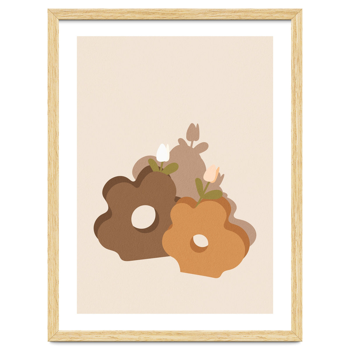 Tulip Flower Boho Neutral Beige