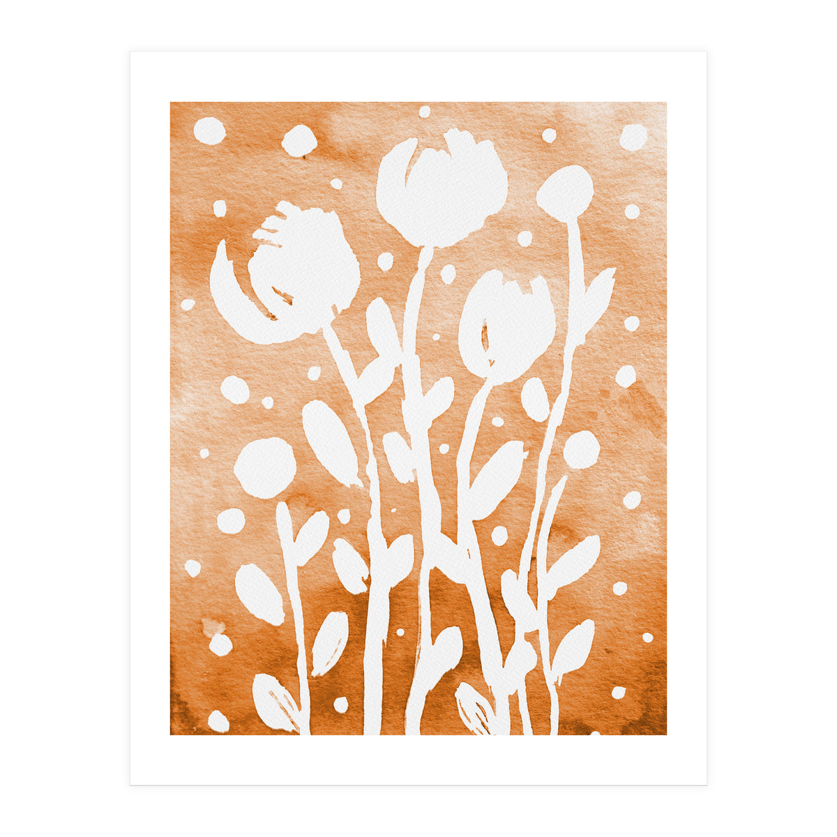 Abstract Flowers Orange (Print Only)