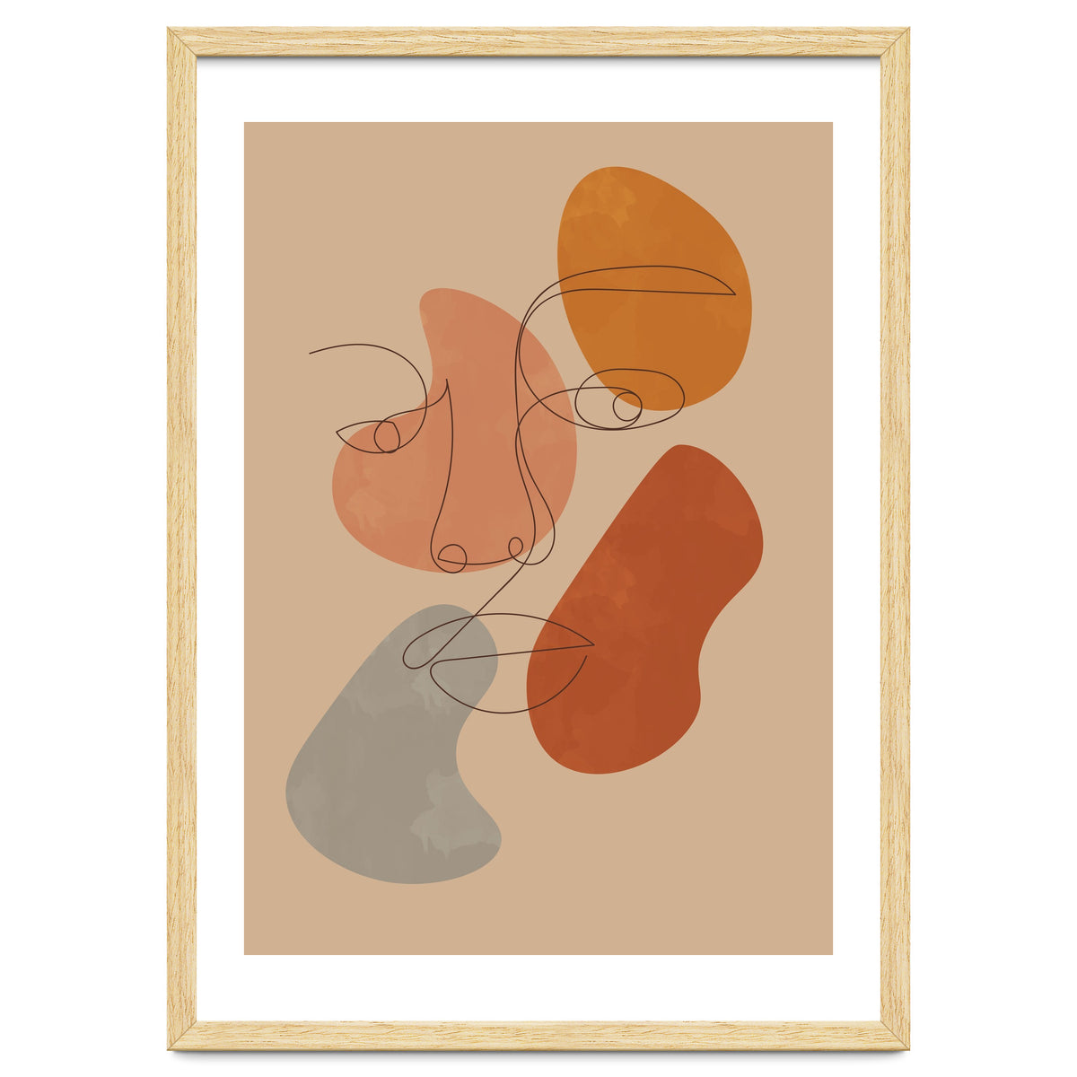 Feminine Line Art Boho Woman Face