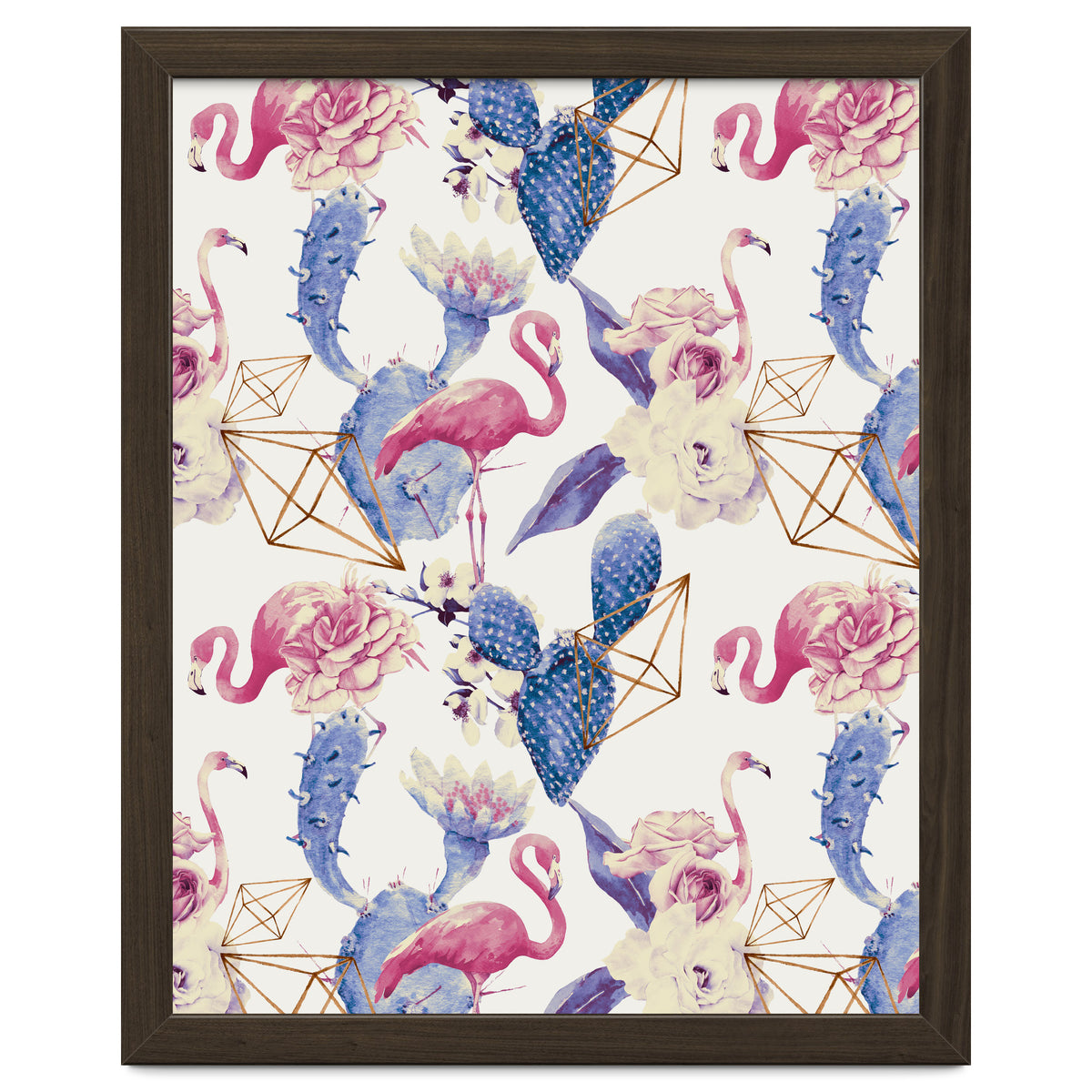 Flamingos, geometric and flowers 02