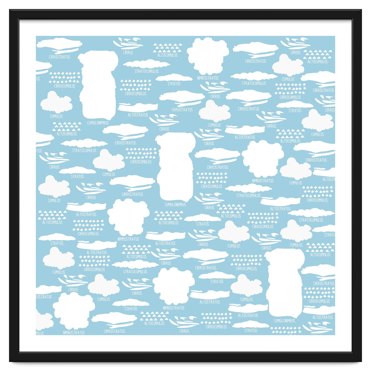 Clouds landscape on blue background