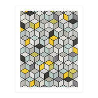 Colorful Concrete Cubes - Yellow, Blue, Grey (Print Only)