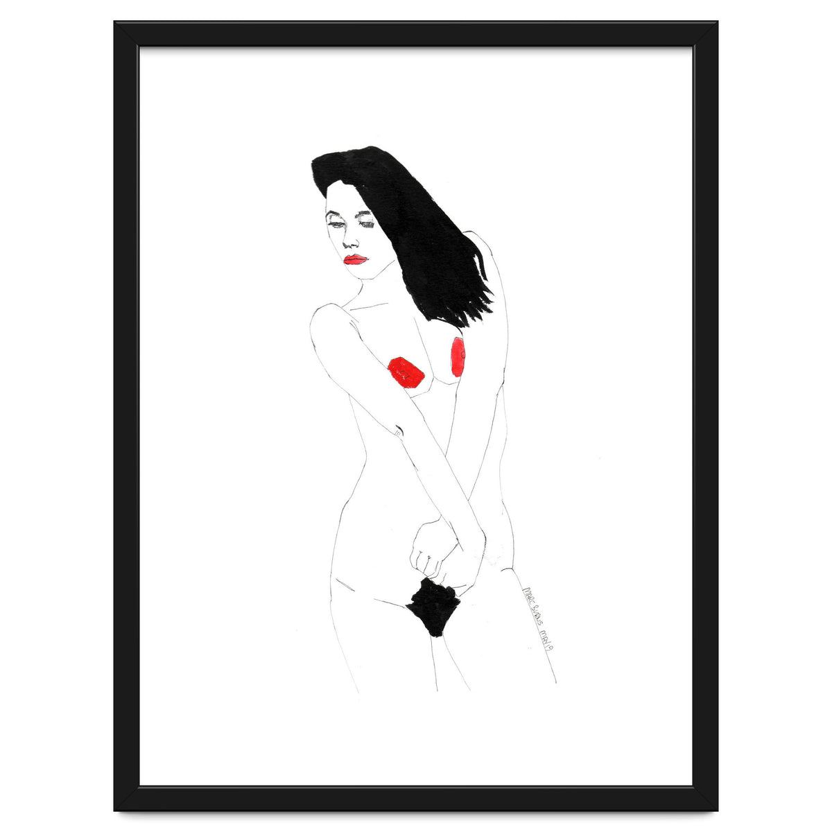 Untitled #19 - Nude in black and red