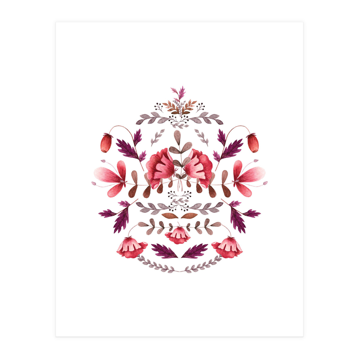 Scandinavian Folk Art Flowers (Print Only)