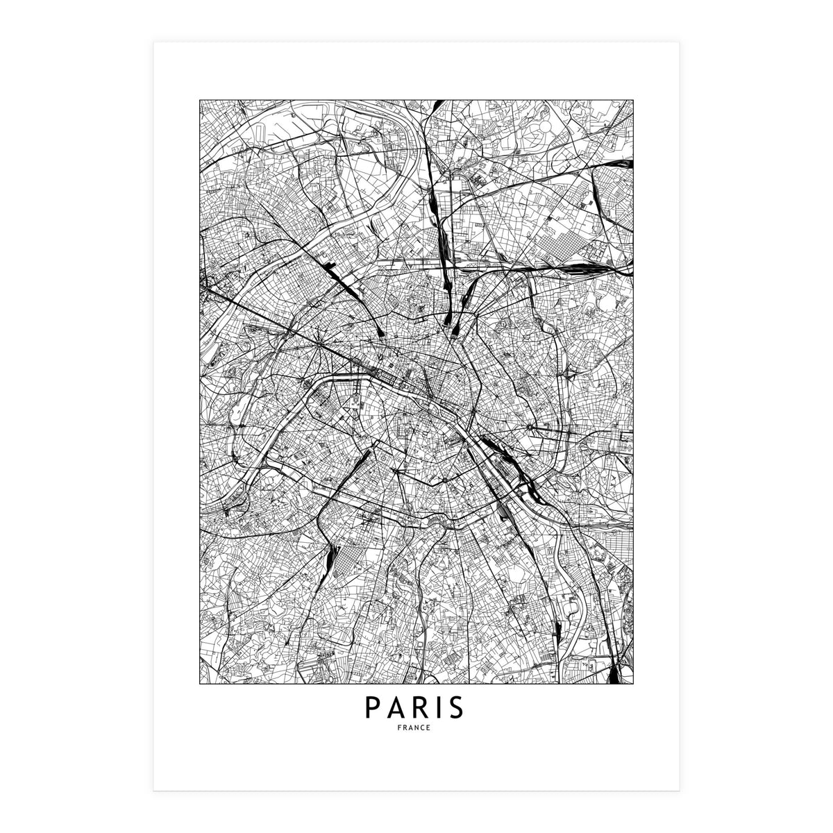 Paris White Map (Print Only)