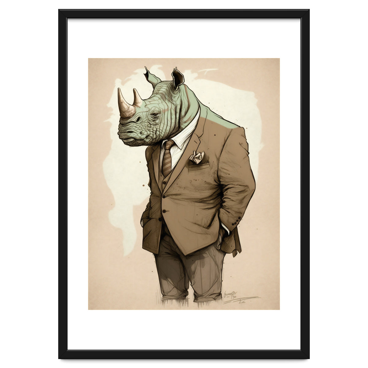 Dapper Rhino Fashion Sketch