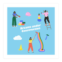 Dreams Under Construction Square Blue (Print Only)