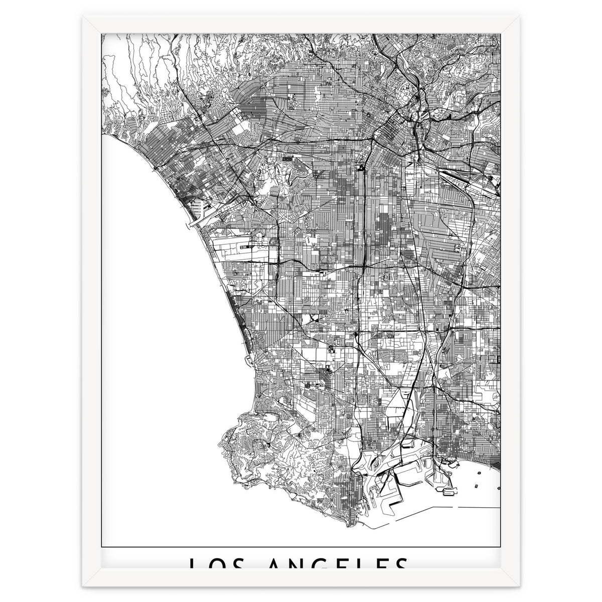 Los Angeles White Map