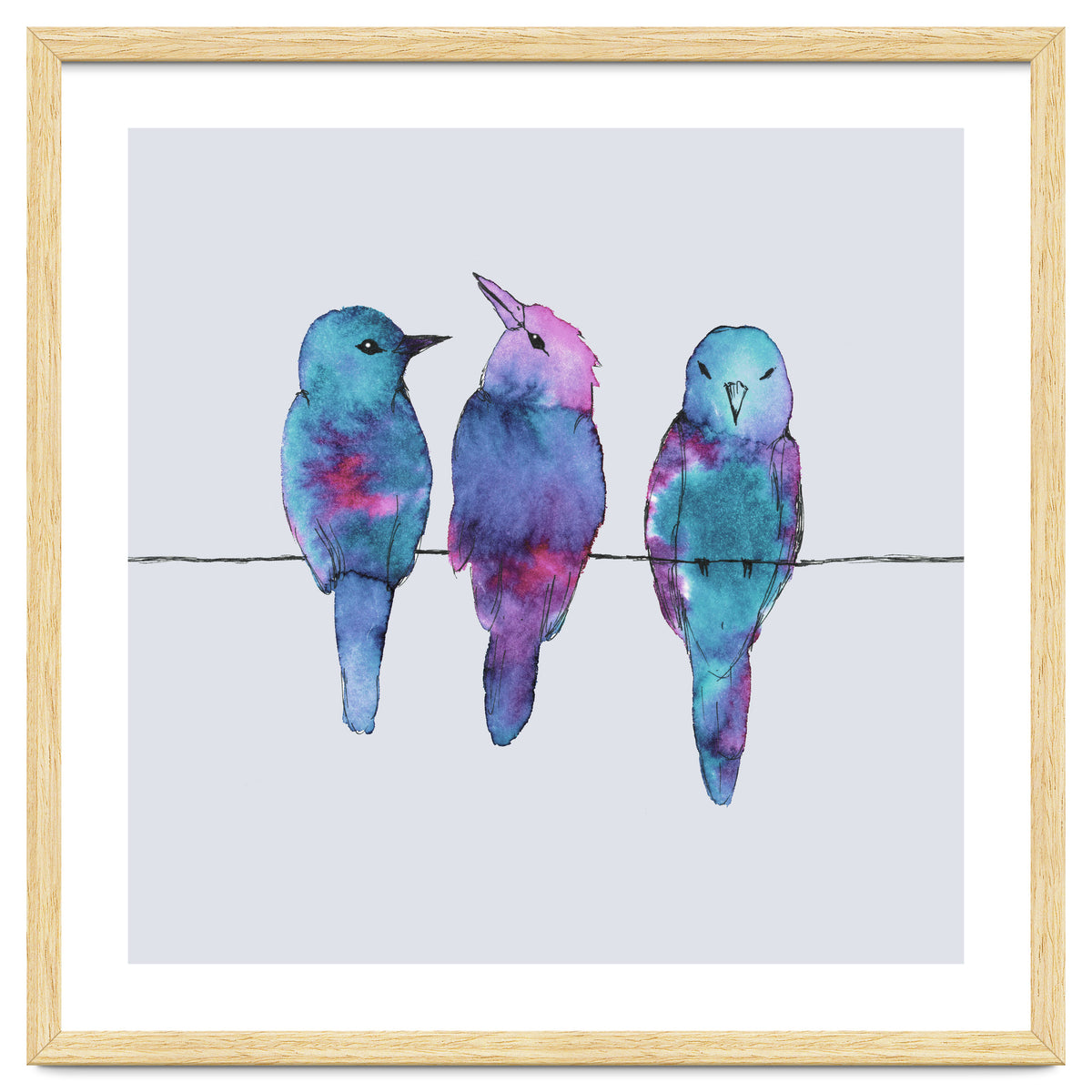 Three birds on a wire