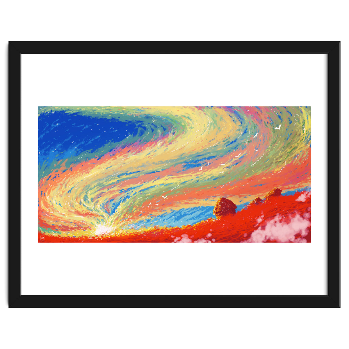 Haystacks At Sunset Reimagined