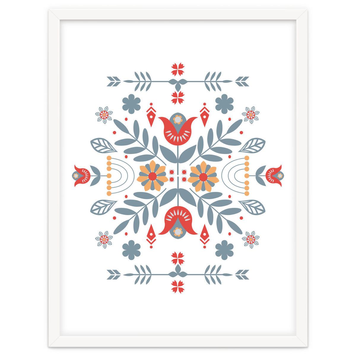 Scandinavian Folk Retro Flower Pattern