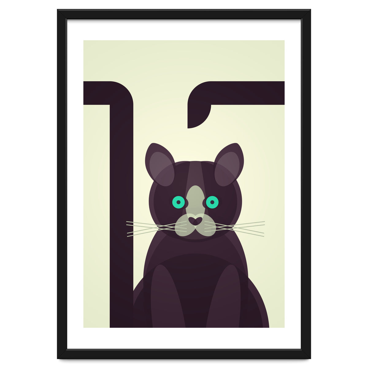 Mid Century Geometric Black Cat
