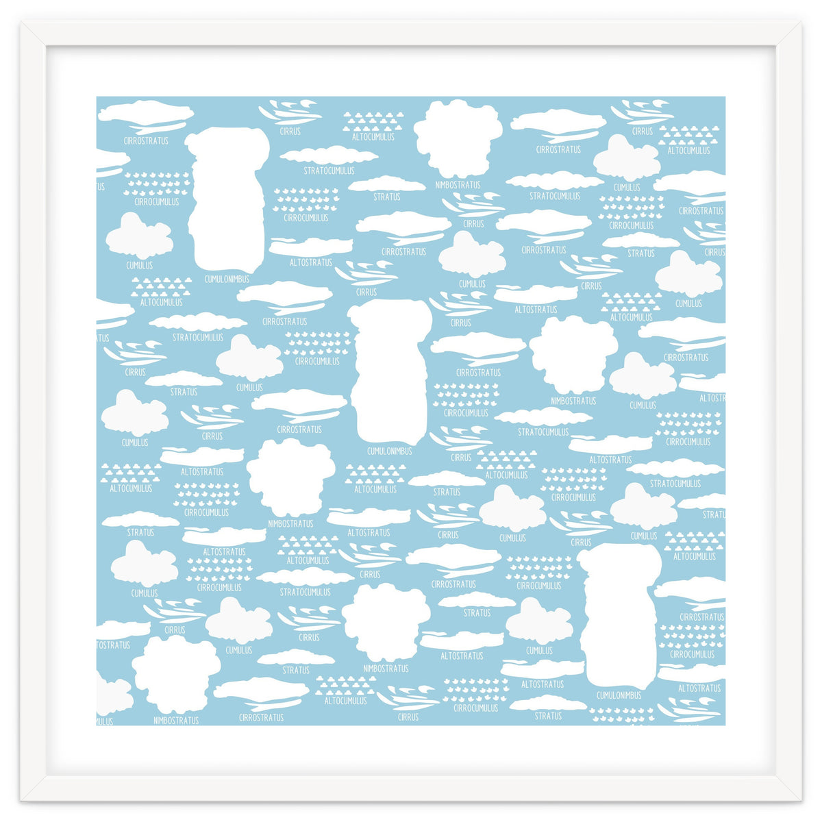 Clouds landscape on blue background