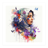 Watercolor Floral Muslim Arabian Woman #5 (Print Only) thumbnail