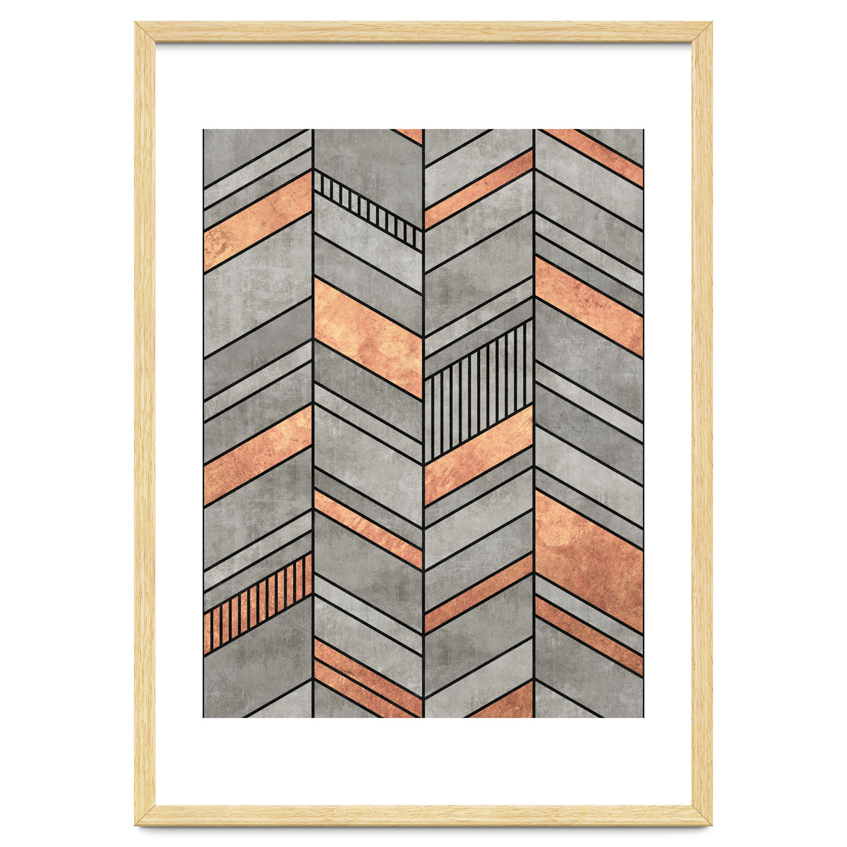 Abstract Chevron Pattern - Concrete and Copper