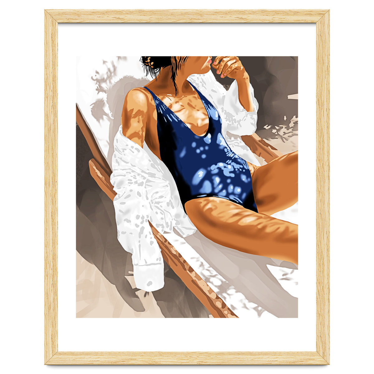 Girls Just Wanna Have Sun Painting, Woman Fashion Swim Beach Vacation Travel Summer Illustration