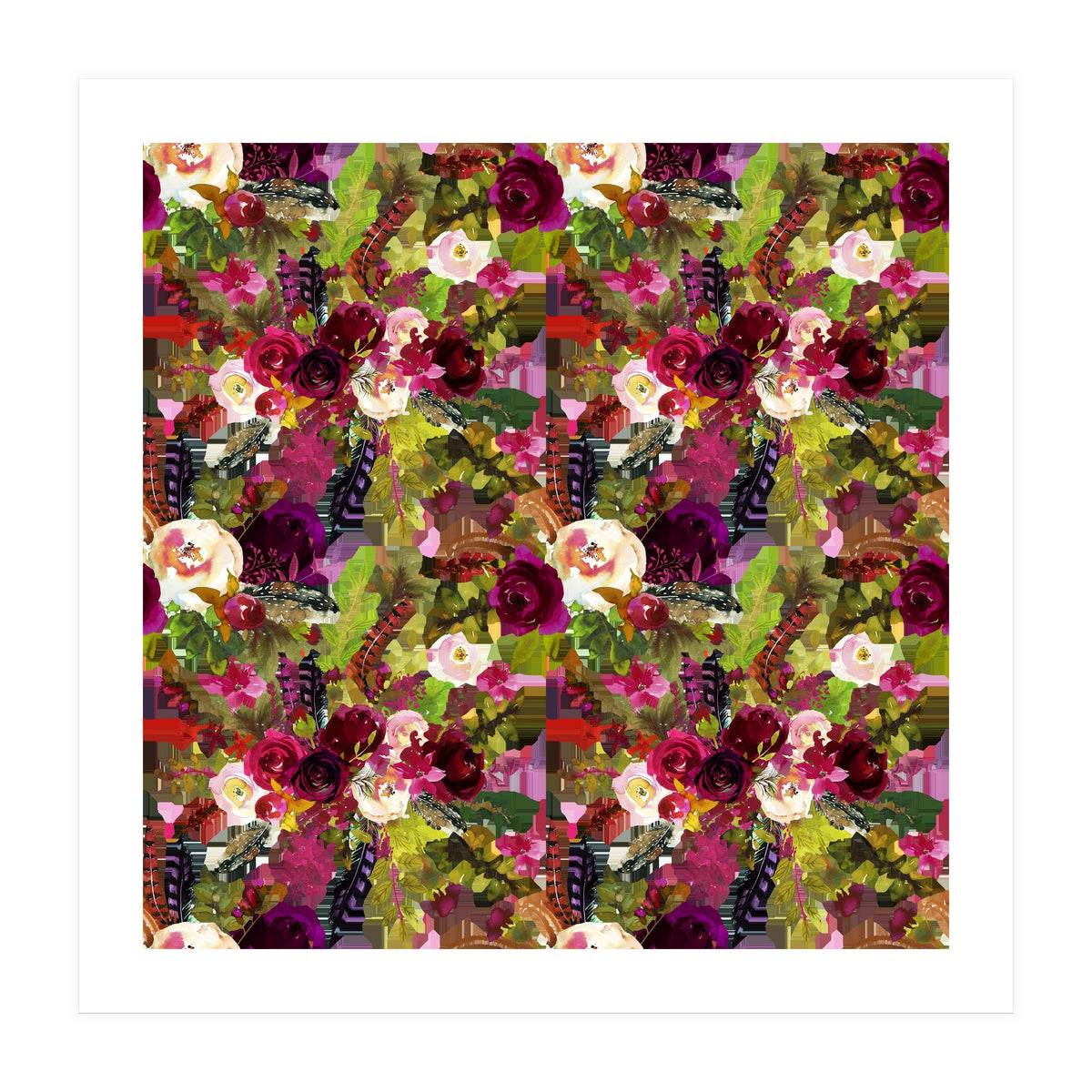 Water Colour Rose Pattern (Print Only)