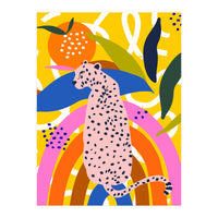Leopard Somewhere Over The Rainbow, Maximalist Abstract Wildlife Jungle Botanical, Pop of Color Eclectic Animals Illustration (Print Only)