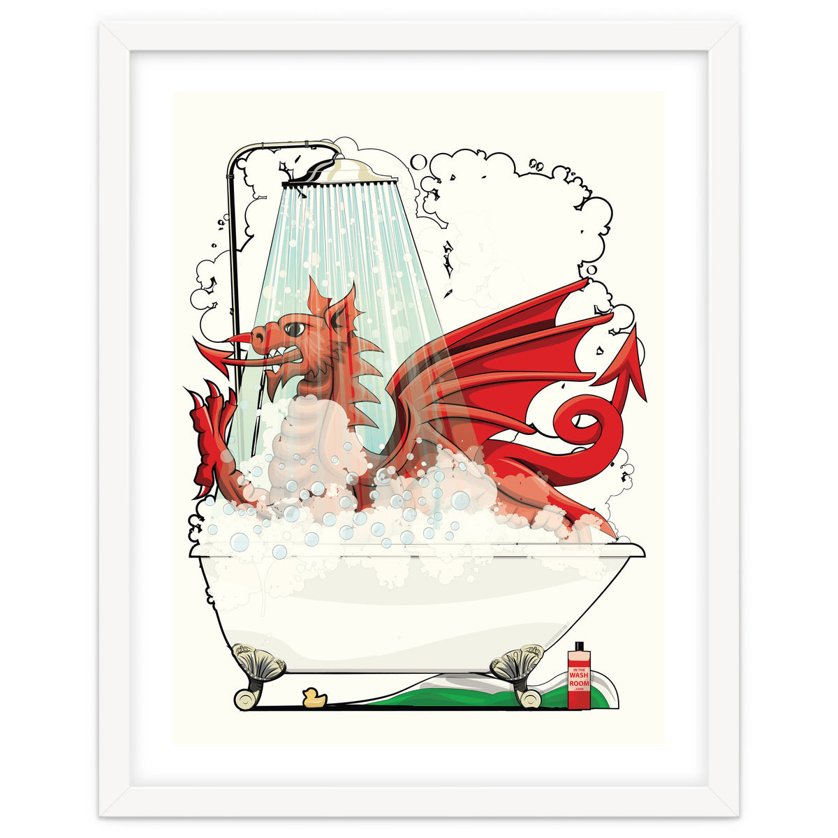Welsh Dragon in the Bath, Funny Bathroom Humour, Wales, Britain, United Kingdom