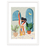 Headstand, Cat Yoga, Active Woman Workout, Eclectic Colorful Pets Terrazzo thumbnail