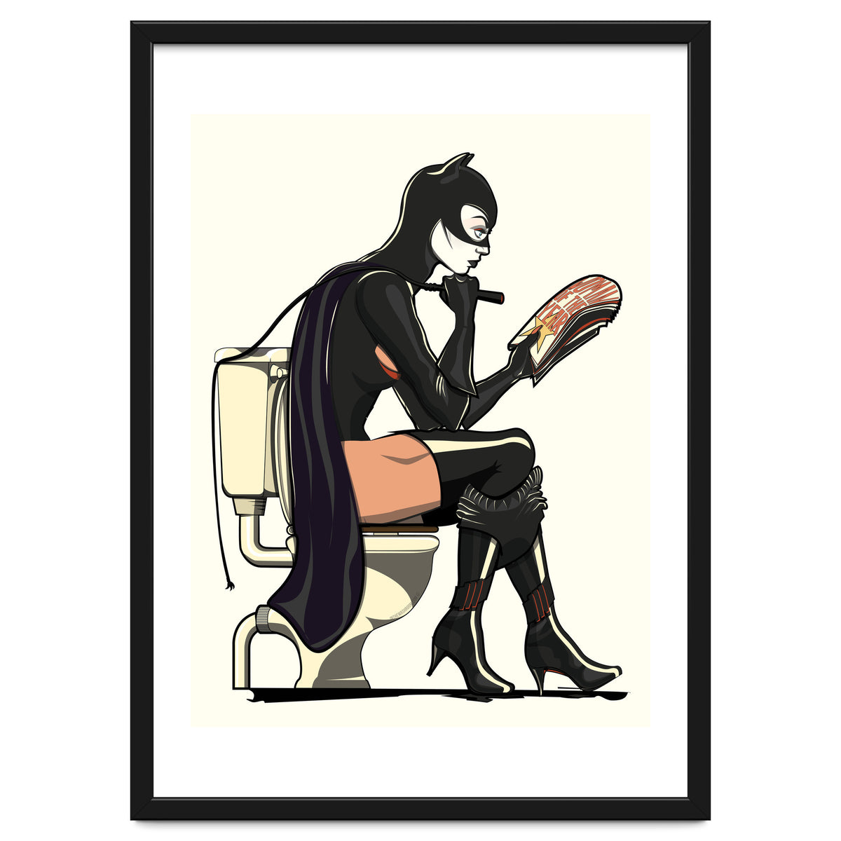 Catwoman on the Toilet, funny Bathroom Humour