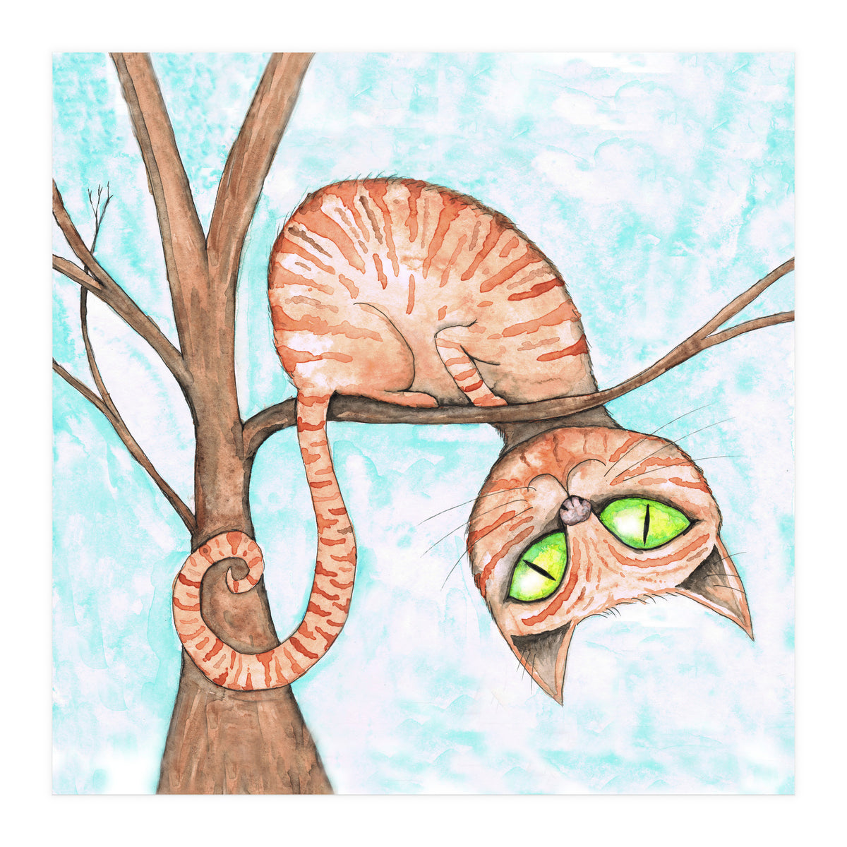 Red cat in a tree (Print Only)