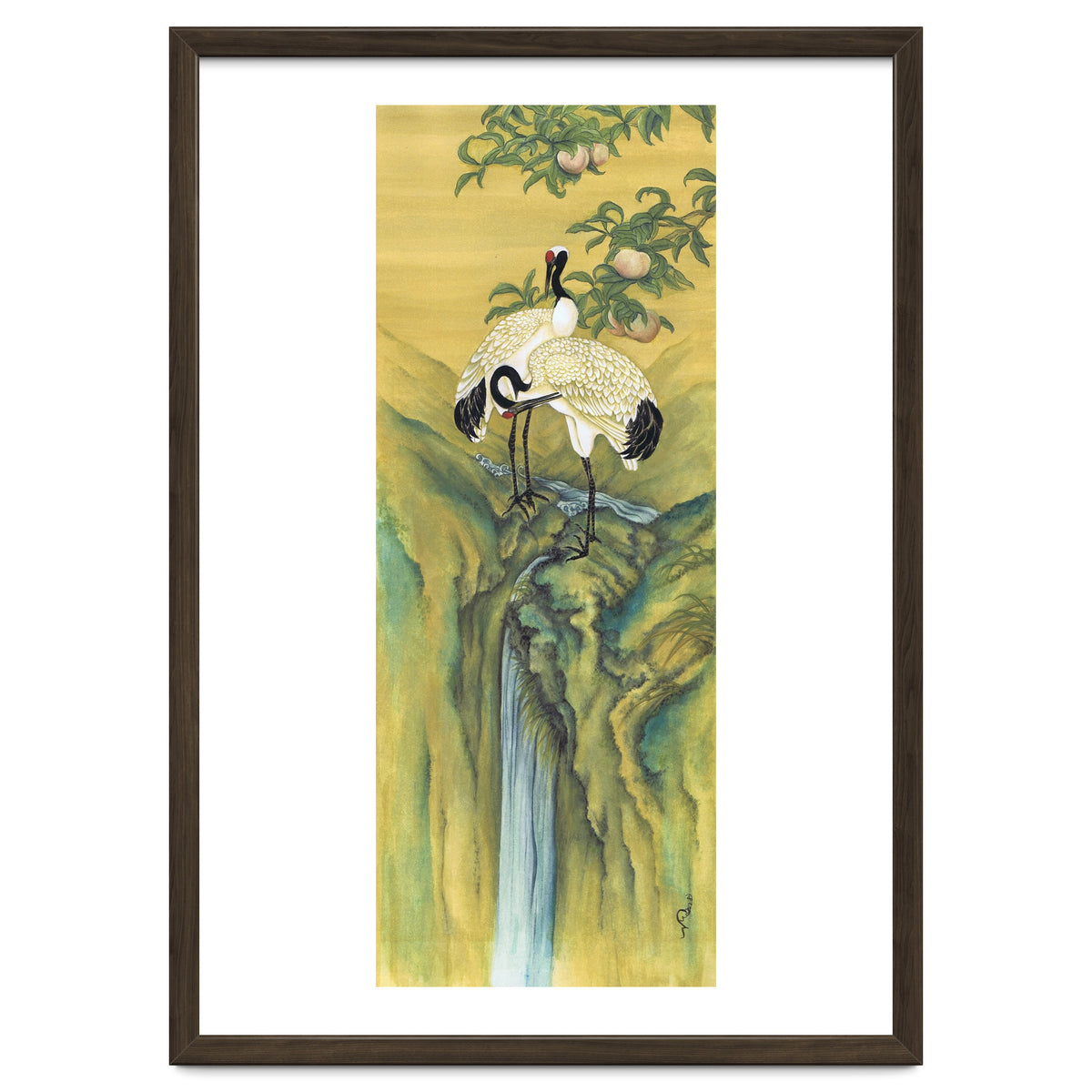 Cranes At The Top Of A Waterfall