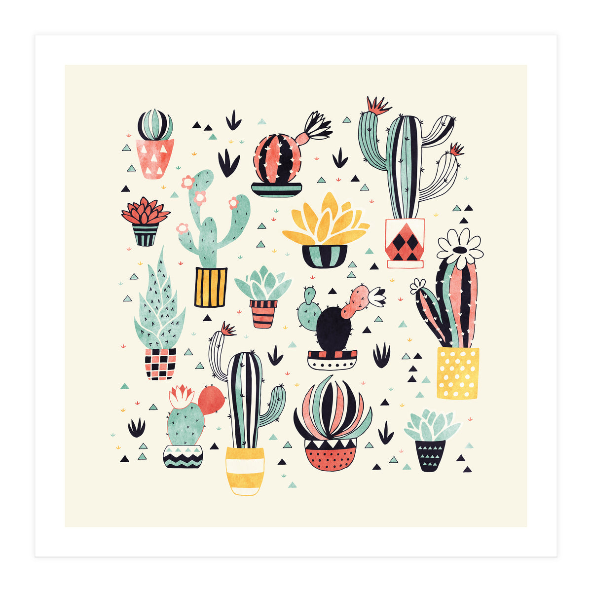Cactus In A Flower Pot (Print Only)
