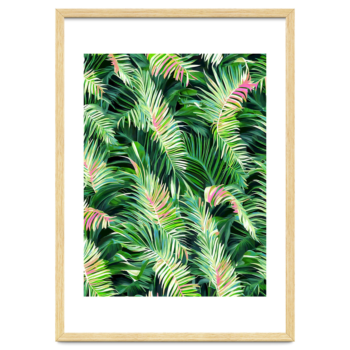 Palm & Peace Art Print, Tropical Botanical Jungle Canvas Print, Nature Painting Plants Forest Poster