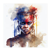 Watercolor African Warrior Woman #1 (Print Only)