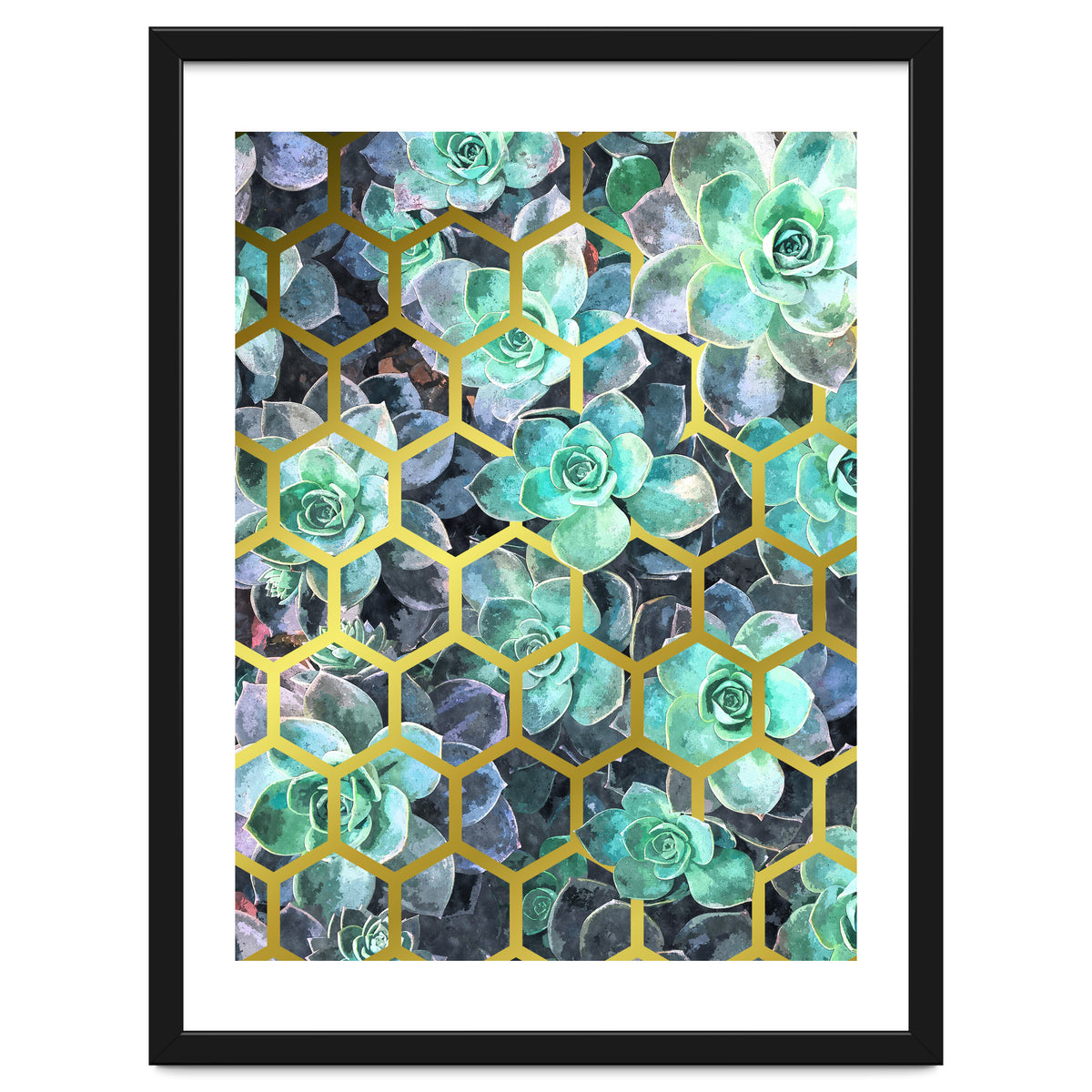 Succulents and Gold Geometric