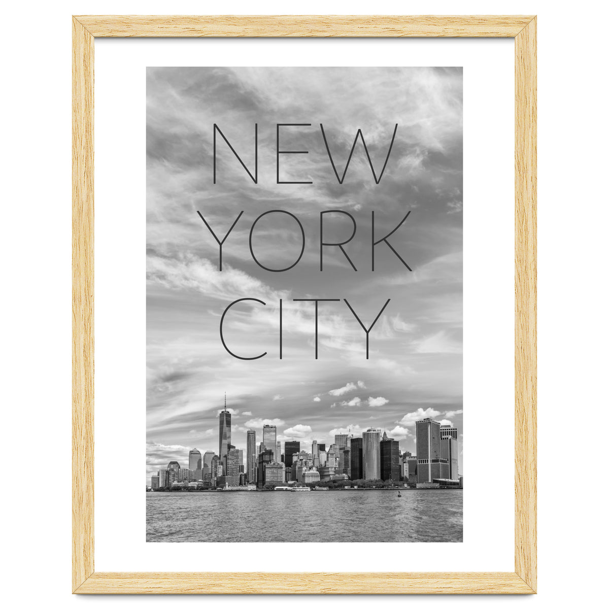 NYC Lower Manhattan & Hudson River | Text & Skyline