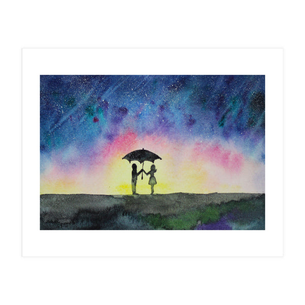 Under the star rain || watercolor (Print Only)