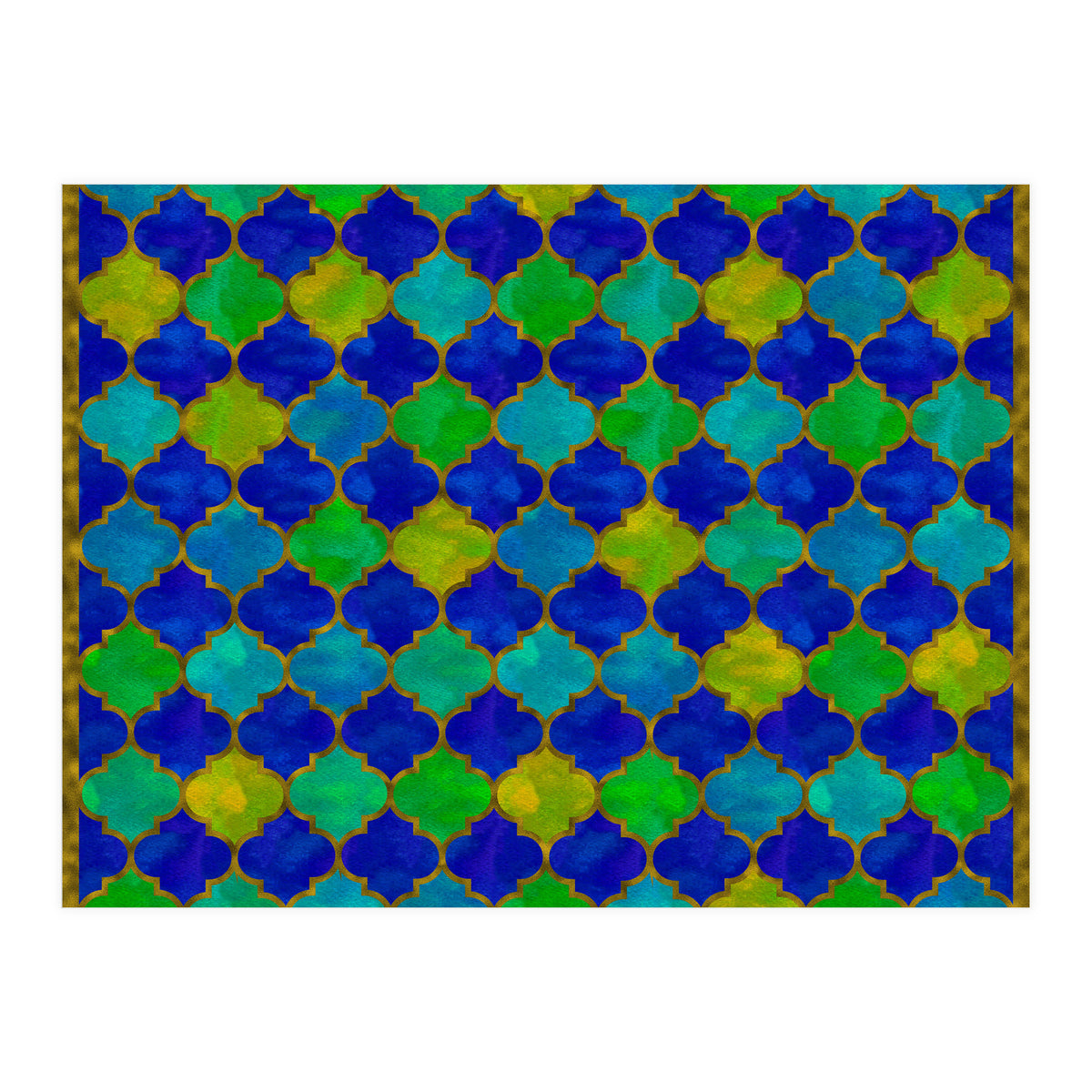 Ocean Breeze - Watercolor Moroccan Lattice (Print Only)
